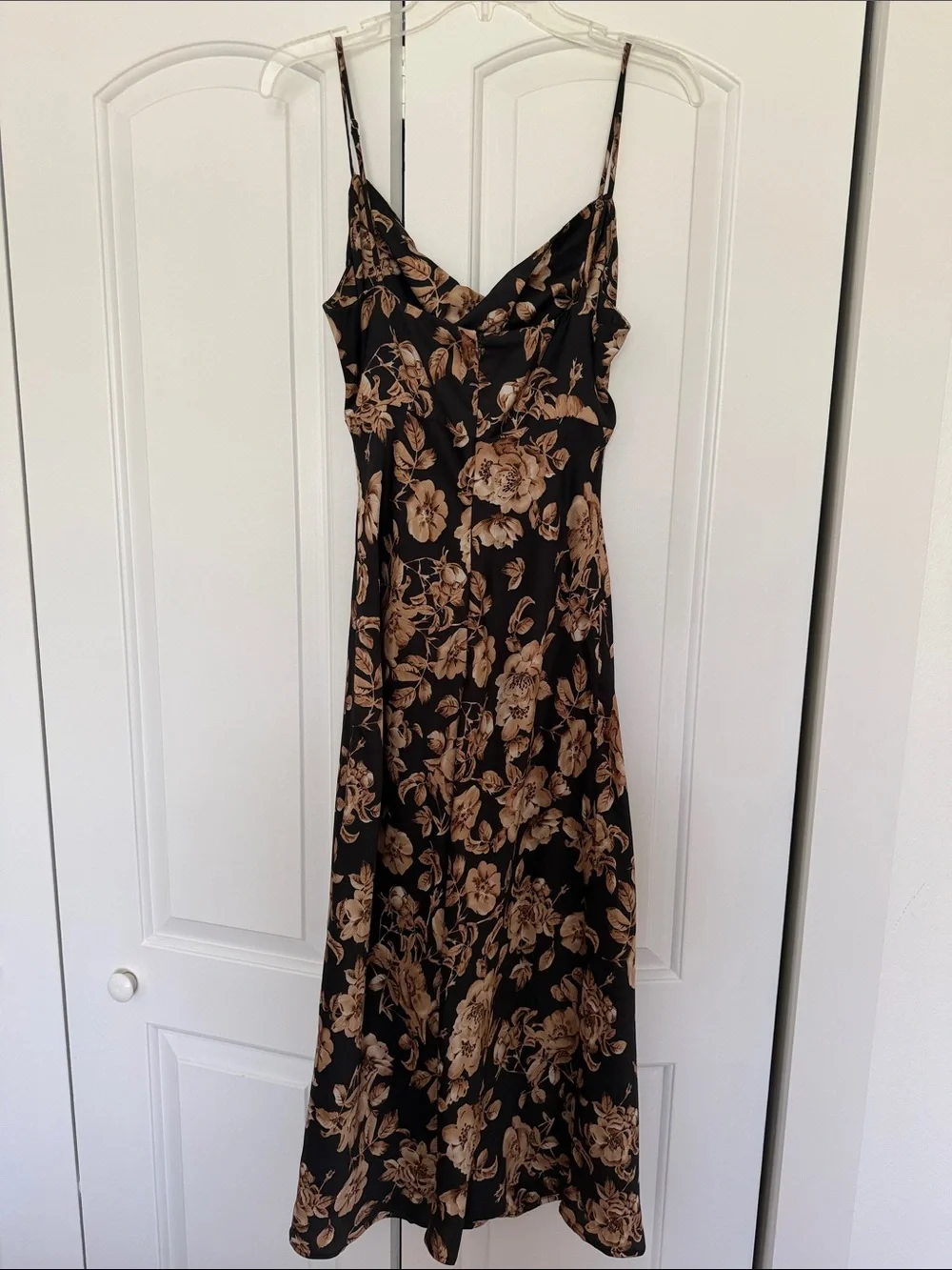 Petal + Pup Black Floral Slip Dress with Beige Bloom Print - Picture 3 of 4
